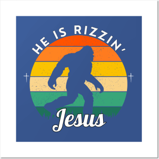 HE IS RIZZIN BIG YETTI JESUS Posters and Art